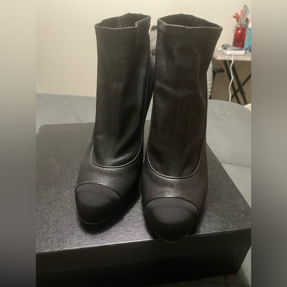 Gorgeous Chanel Leather High Heel Ankle Boots.